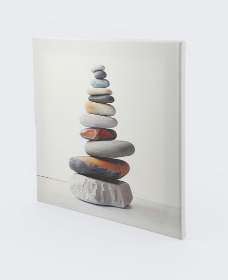 Painterly Zen Cairn Canvas Print with Orange Accent — 12 - Inch Wall Art - Wall Hanging