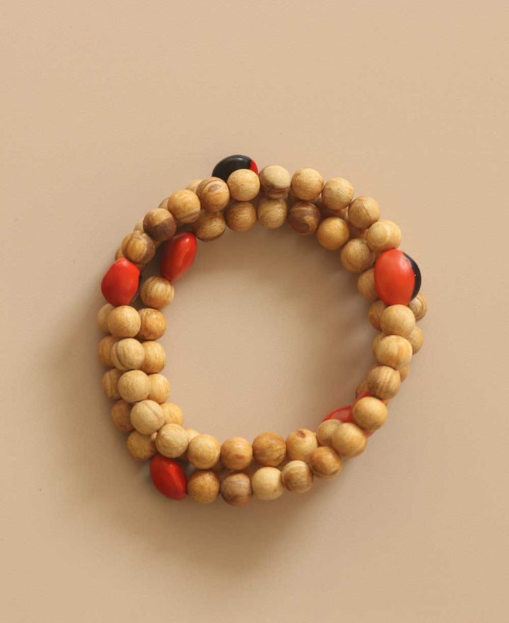 Palo Santo and Huayruro Seeds Stretch Necklace - Necklaces