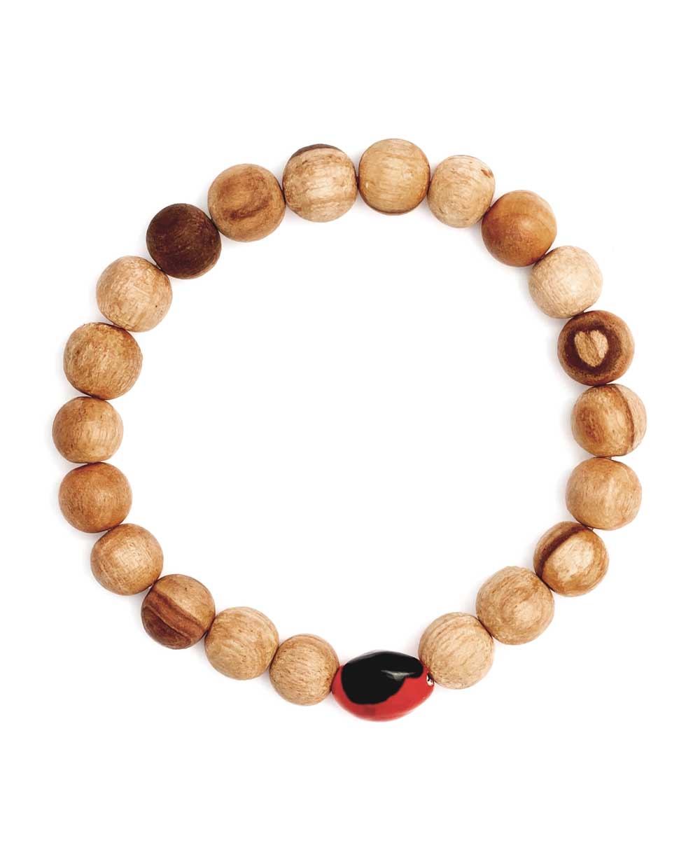 Palo Santo Bracelet With Huayruro Seed - 7"