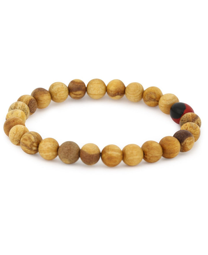 Palo Santo Bracelet With Huayruro Seed - 7"