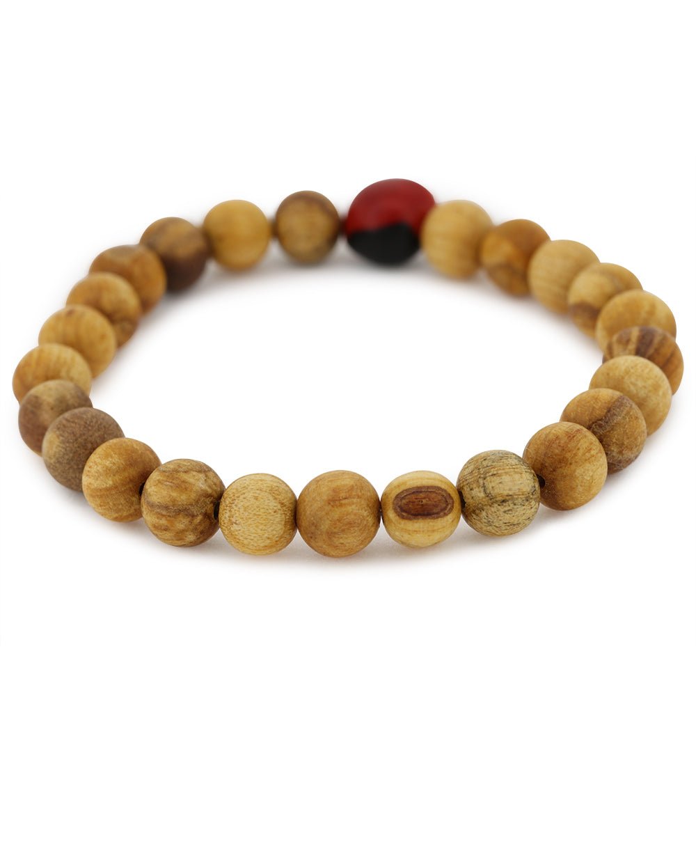 Palo Santo Bracelet With Huayruro Seed - 7"