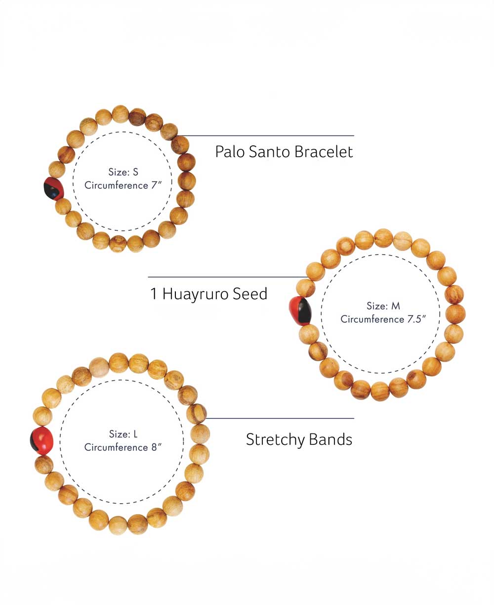 Palo Santo Bracelet With Huayruro Seed - 7"