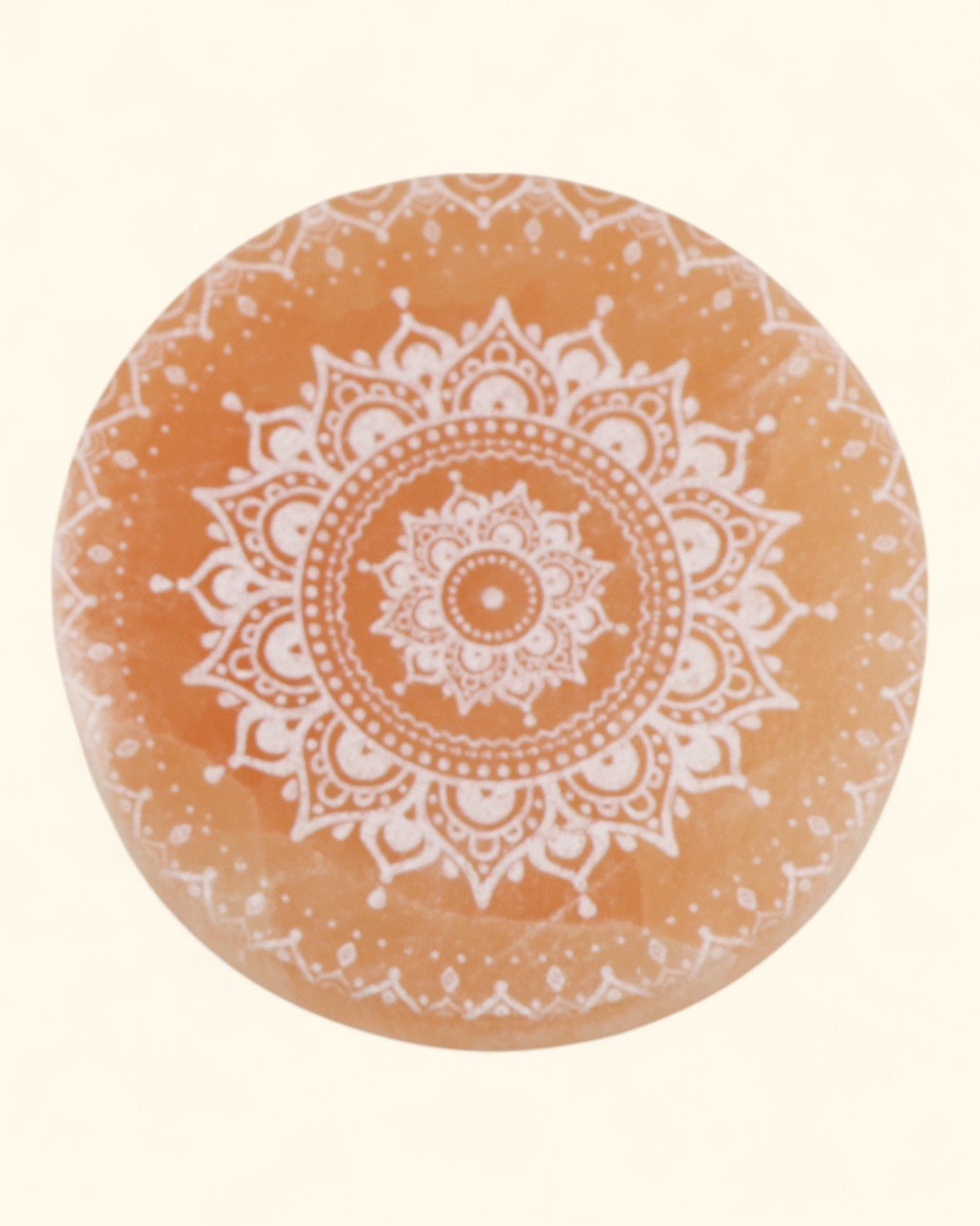 Peach Selenite Energy Mandala Crystal Charging Plate - New