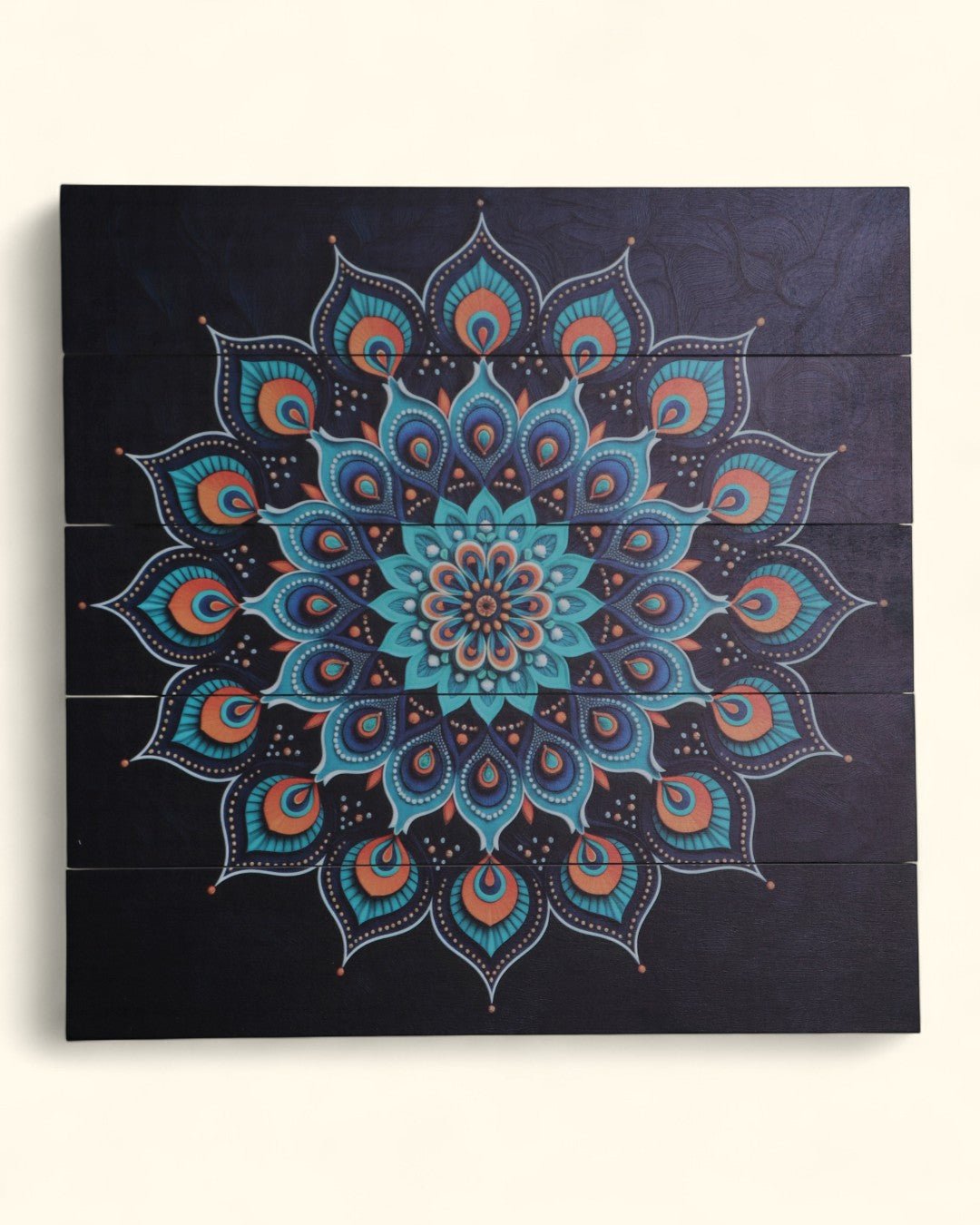 Peacock Mandala Wood Wall Art – 18x18 Handcrafted Piece – Buddha