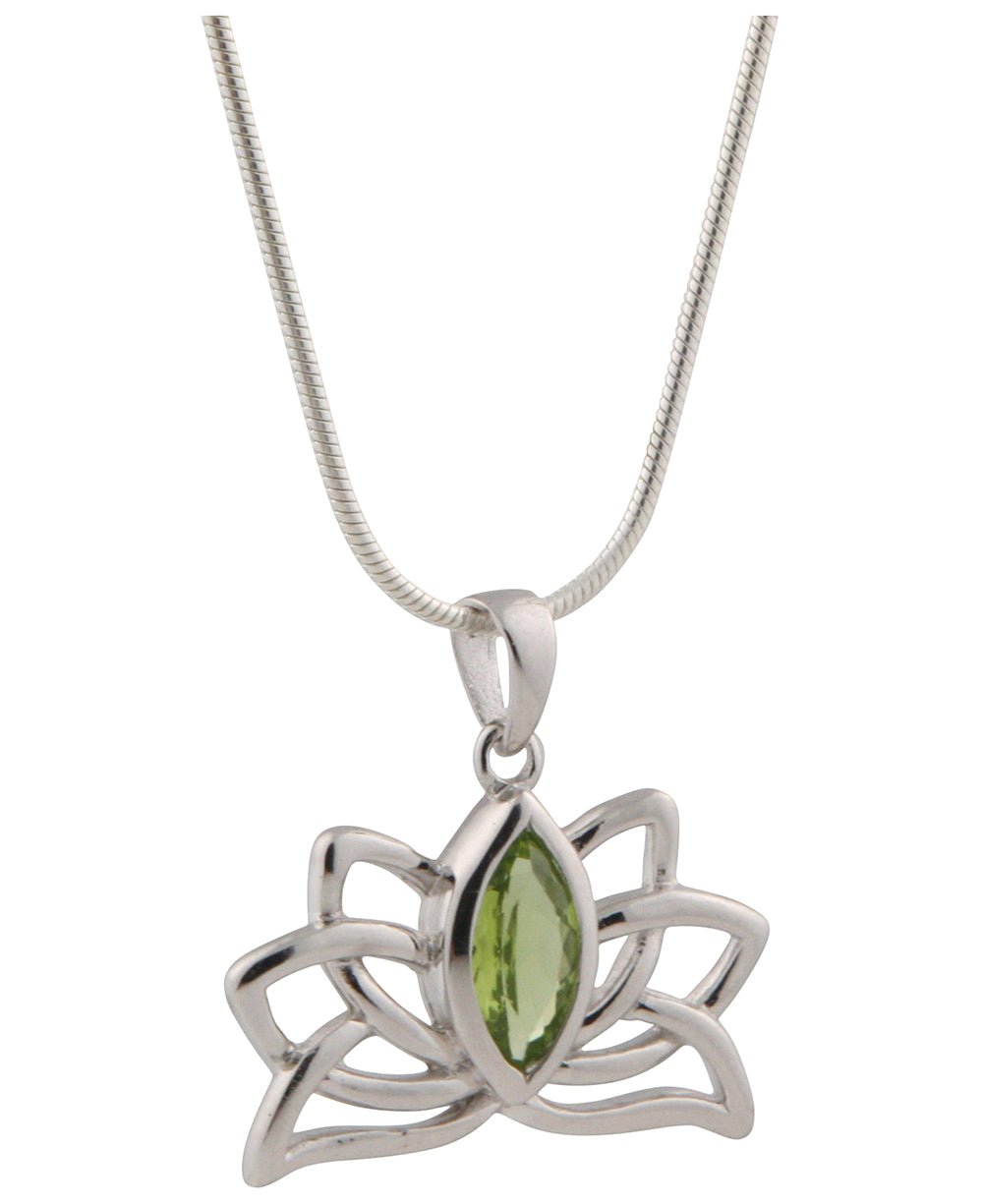 Peridot Sterling Silver Lotus Necklace - Jewelry