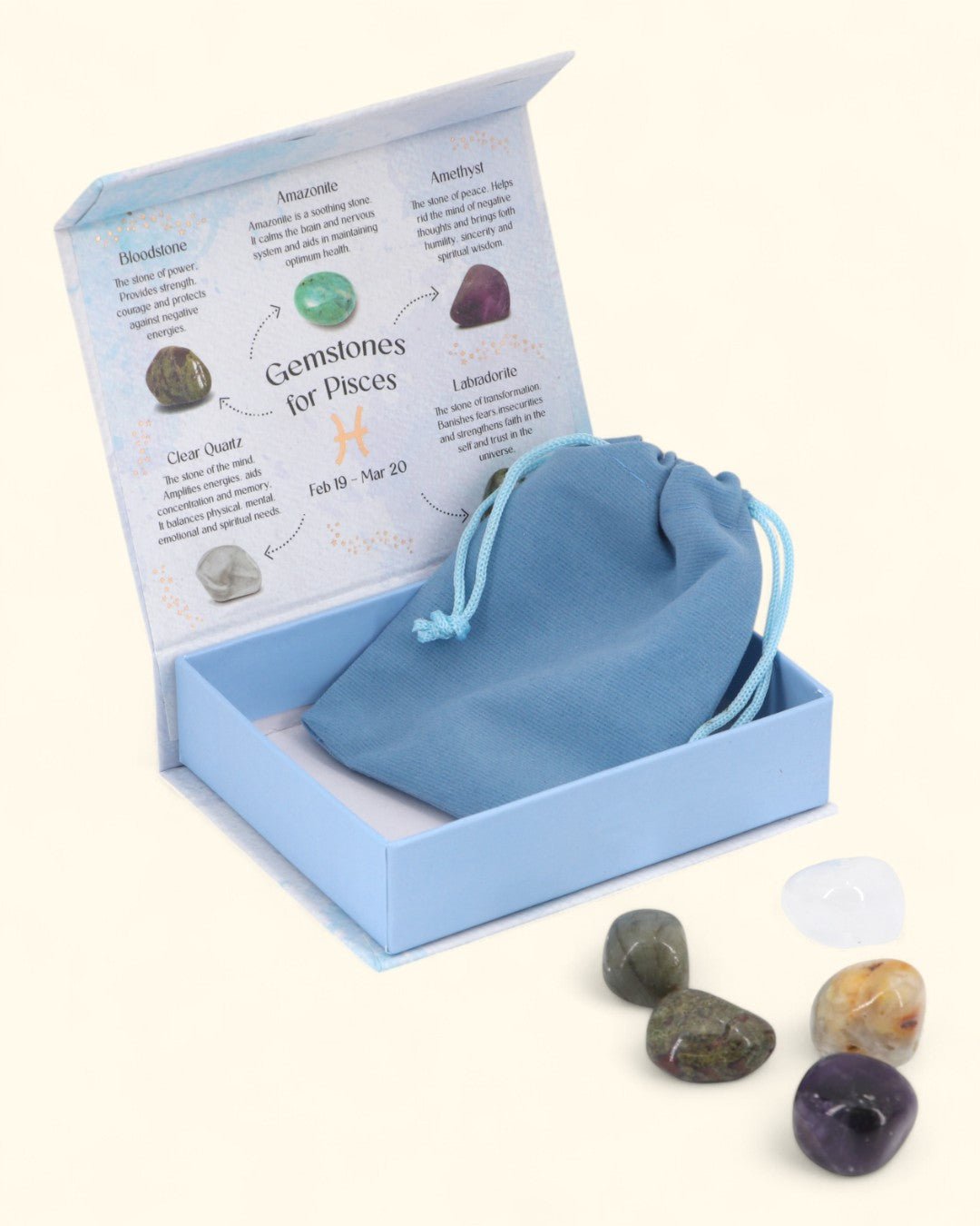 Pisces Zodiac Candle & Crystal Tumblestone Set - Candles