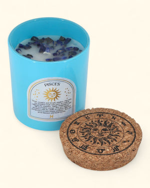 Pisces Zodiac Candle & Crystal Tumblestone Set - Candles