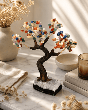 bonsai tree holder Premium Multicolored Rainbow Gemstone Bonsai Tree, 180 Stones
