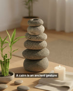 Handcrafted Cairn Vase with Stacked Beach Stones — 7 Inch Natural Stone Bud Vase