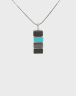 Color Block Protection Pendant – Sterling Silver with Onyx, Hematite & Turquoise Inlay