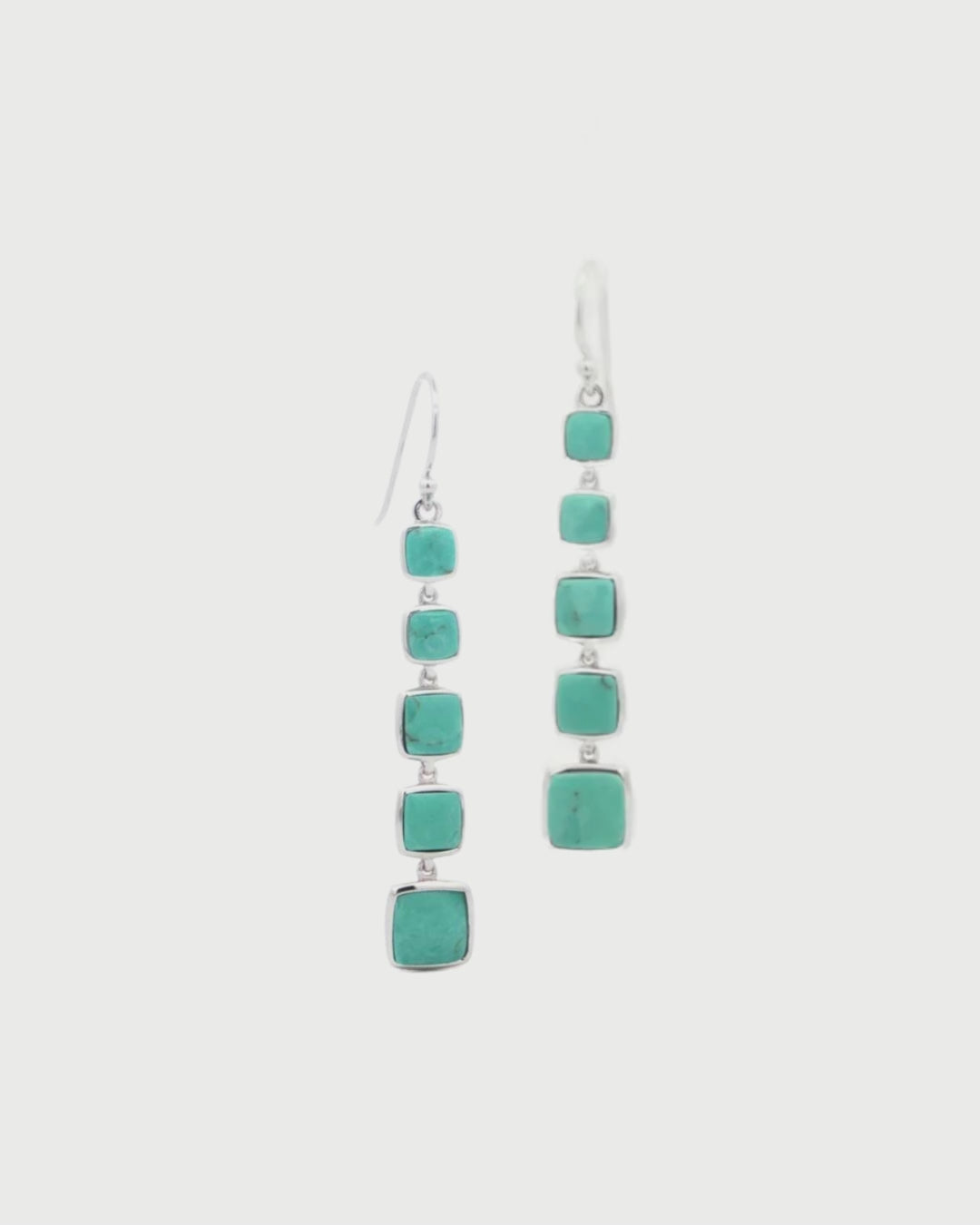 Sterling Silver Cascading Turquoise Dangle Earrings