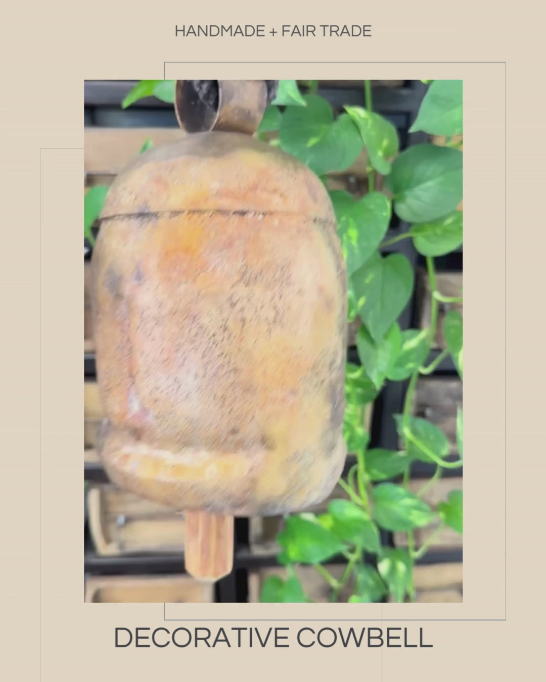 Fair-trade and Handmade Large Decorative Cowbell With a Soothing