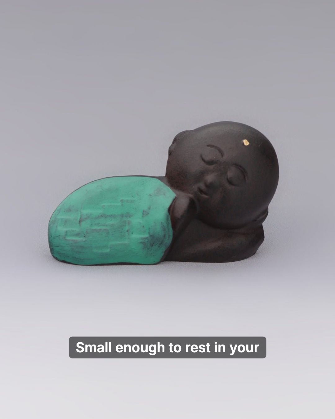 Cast Iron Resting Baby Jizo Statue, Made in Japan