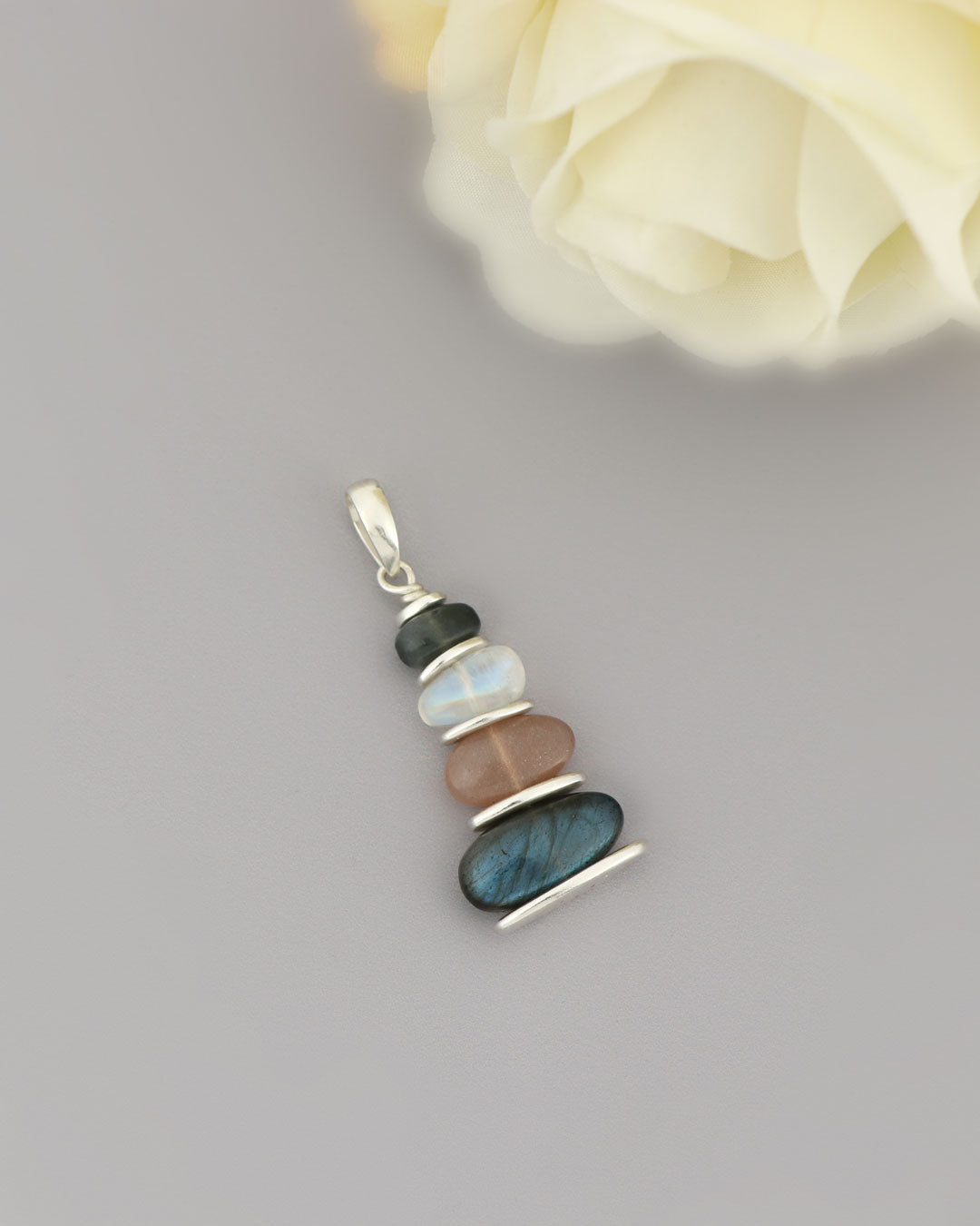 Labradorite Moonstone Cairn Pendant