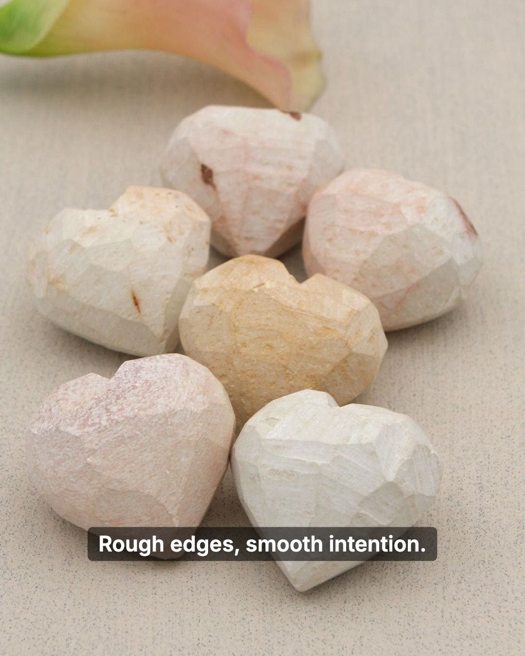 Set of 6 “Work in Progress” Hand-Carved Stone Hearts – Made in Kenya