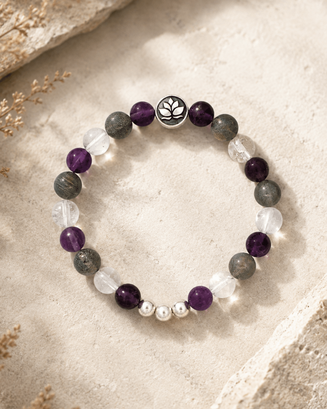 Amethyst Labradorite Lotus Bracelet