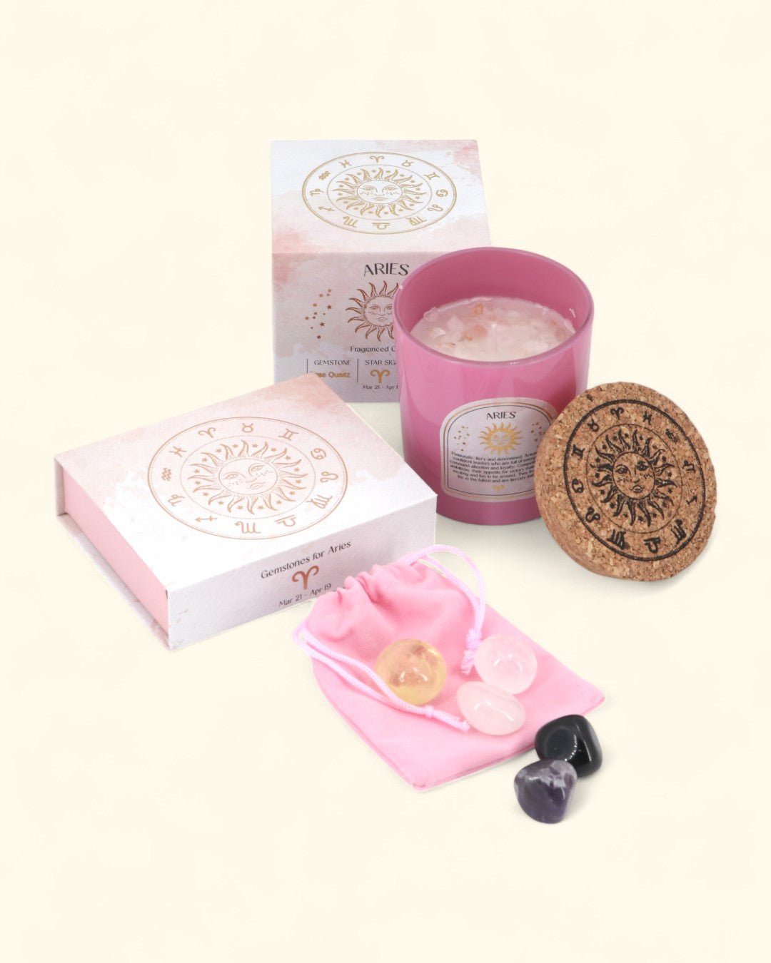 Aries Zodiac Crystal Candle Set