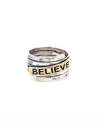 Believe Hammered Sterling Silver Ring