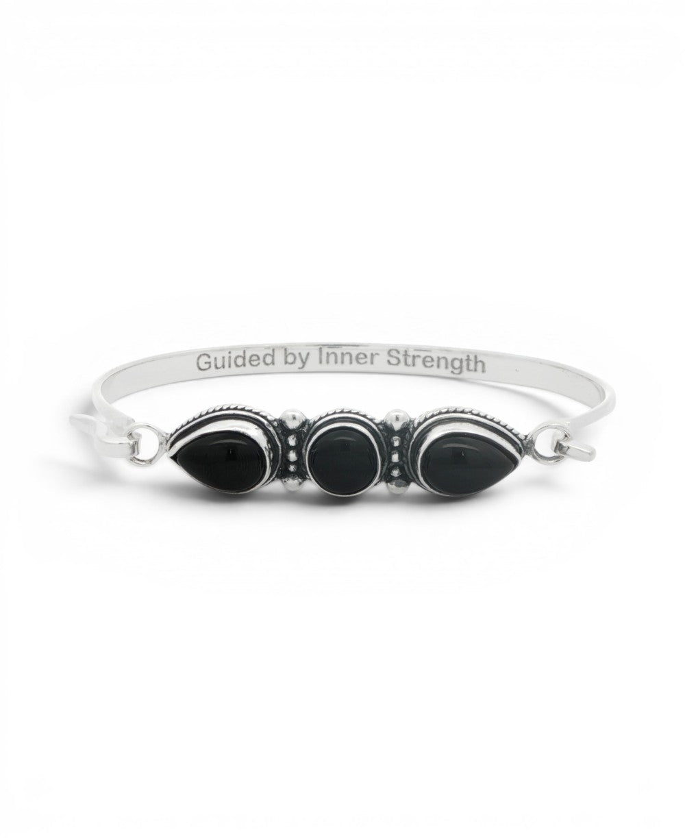 Black Onyx Three Stone Cuff