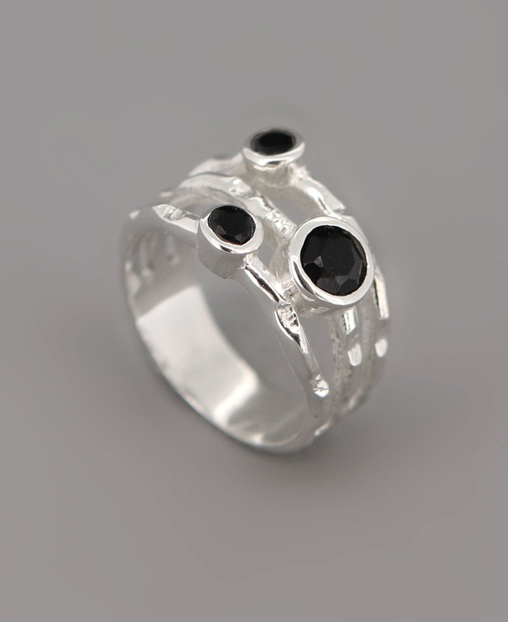 Black Onyx Triple Ring