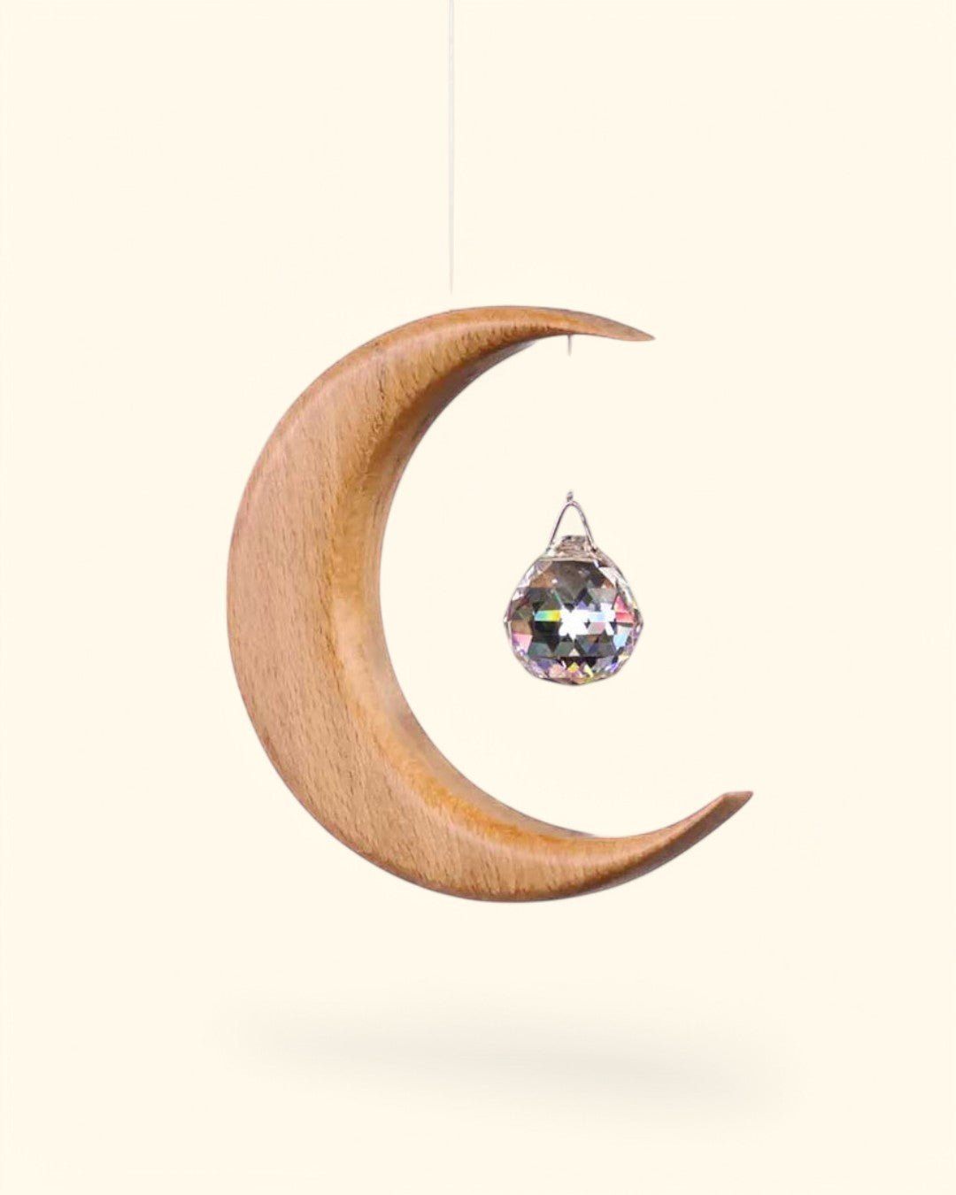 Crystal Wood Moon Suncatcher
