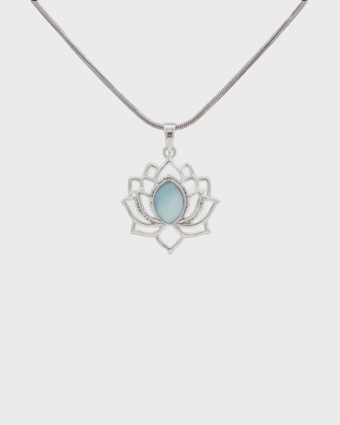 Sterling Silver Lotus Pendant – Rhodium-Plated with Mother of Pearl Inlay