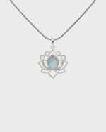 Sterling Silver Lotus Pendant – Rhodium-Plated with Mother of Pearl Inlay