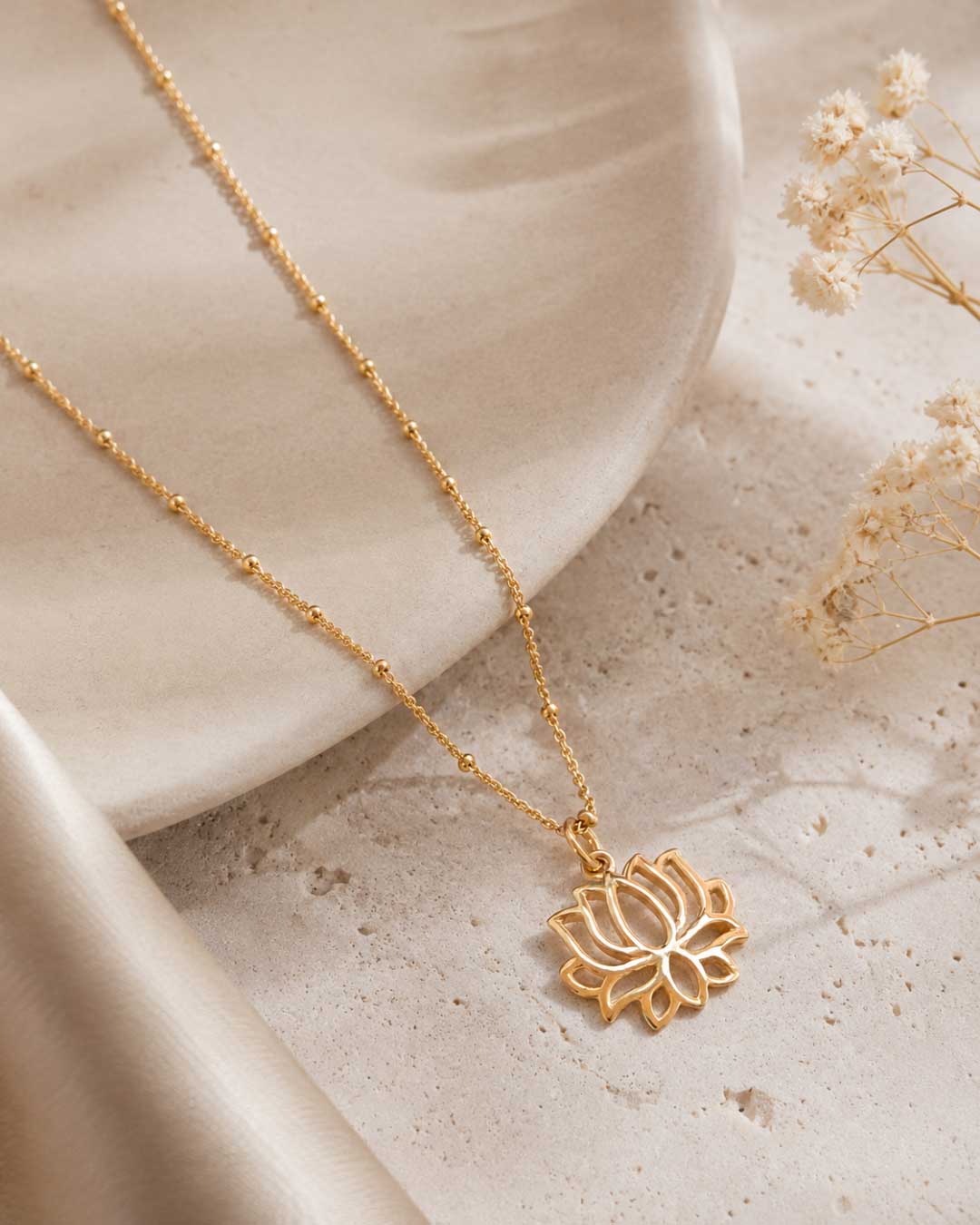 Dainty Gold Lotus Necklace