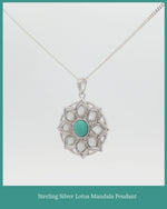Sterling Silver Lotus Mandala Turquoise Pendant