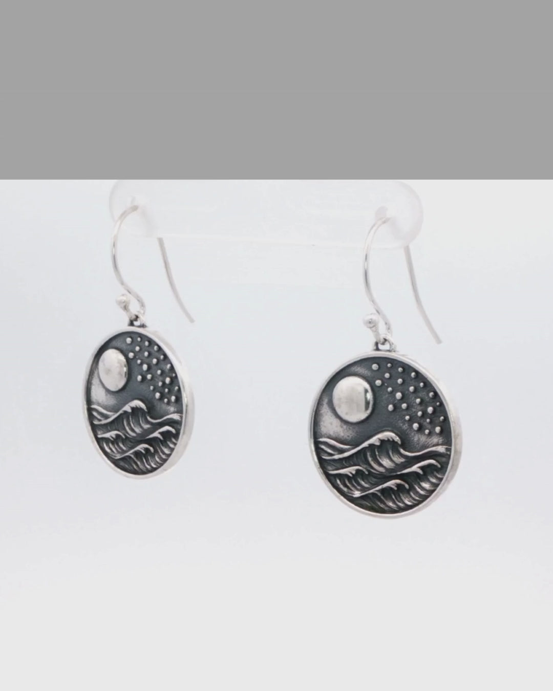 Sterling Silver Full Moon Wave Earrings – Ocean-Inspired Jewelry