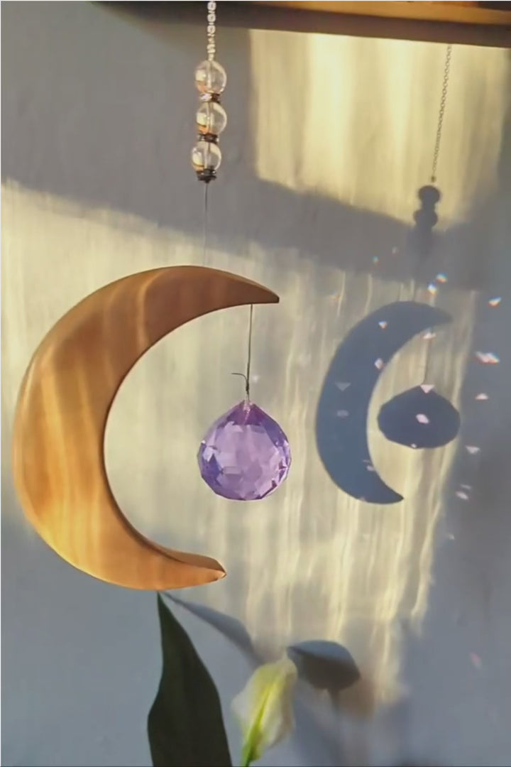 Crystal Moon Prism Sun Catcher Wall Hanging