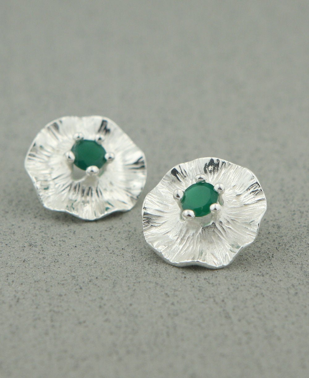 Gemstone Lotus Pad Earrings