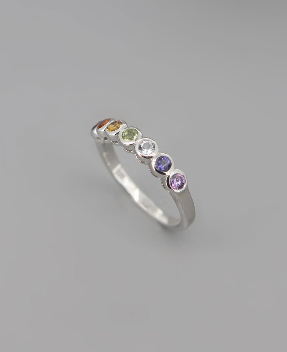 Gemstone Sterling Silver Chakra Ring
