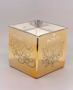 Golden Lotus Etched Glass Candle