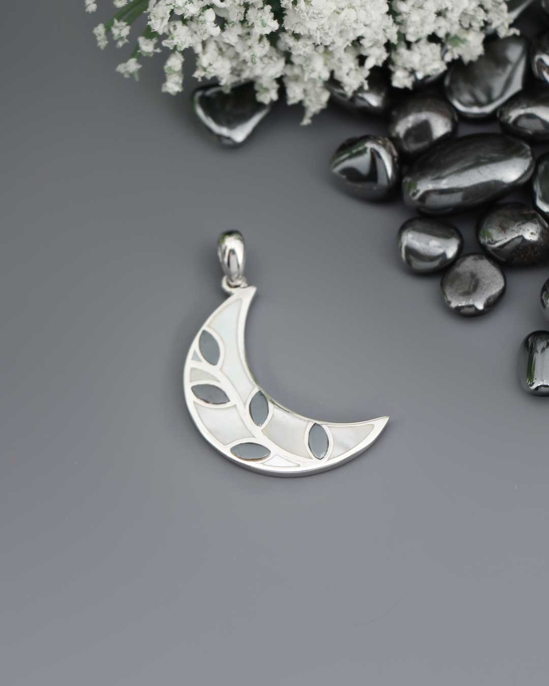 Hematite Moon Vine Pendant