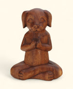 Hand Carved Namaste Dog Statue