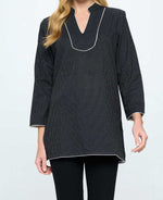 Kantha Black Cotton Tunic