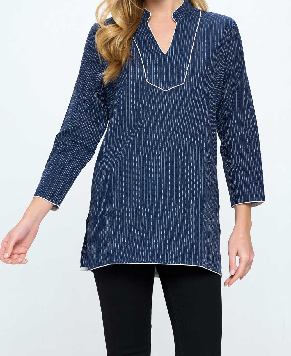 Blue Kantha Stitch Tunic