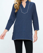 Blue Kantha Stitch Tunic
