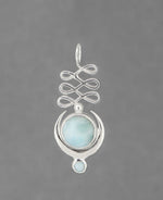 Larimar Silver Unalome Pendant
