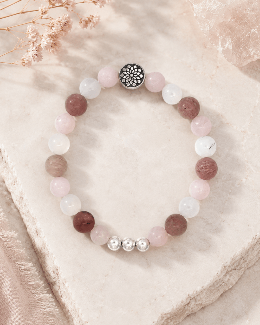 Rose Quartz Mandala Stretch Bracelet