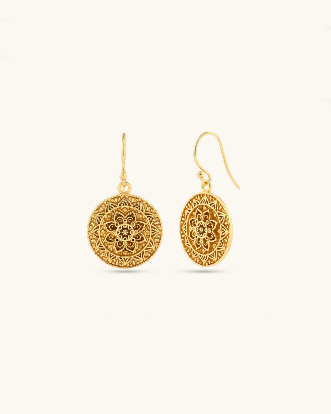 Gold-Plated Mandala Lotus Earrings