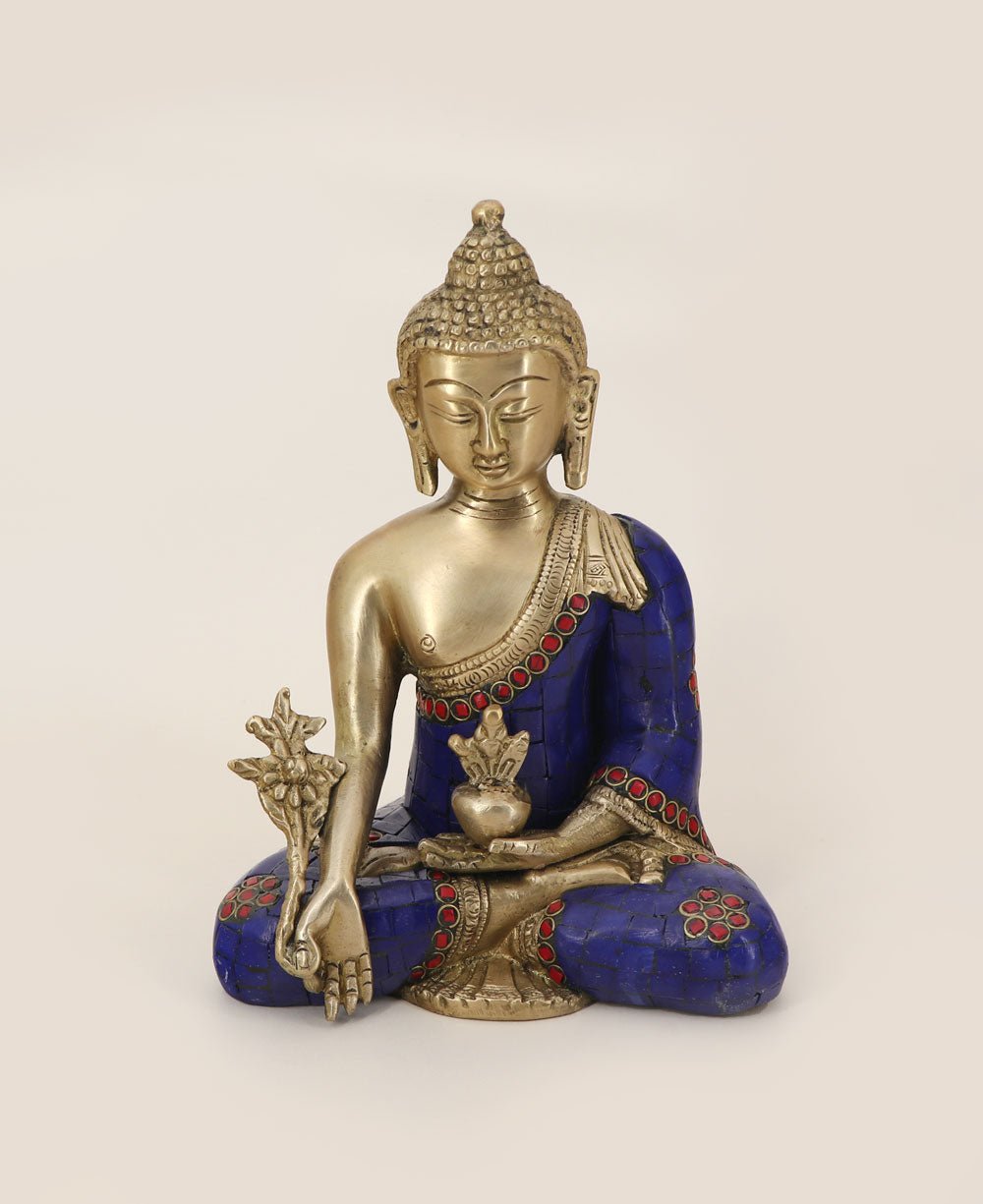 Medicine Buddha Brass Mosaic Statue