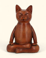 Mahogany Meditating Cat Statue