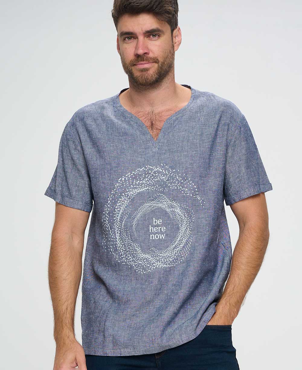 Blue Linen Kurta Shirt