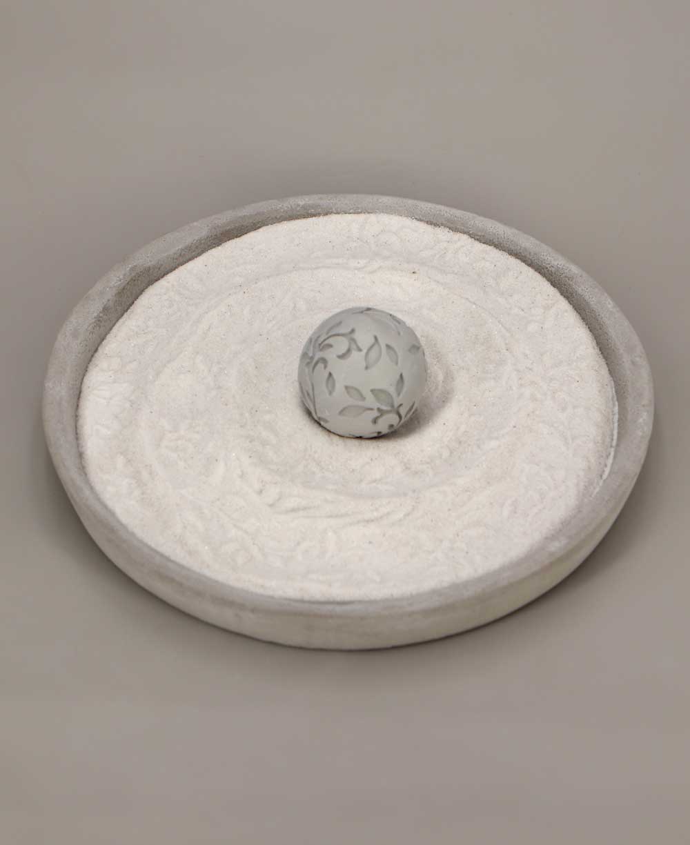Cast Stone Floral Zen Orb