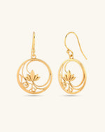 Gold Lotus Drop Earrings