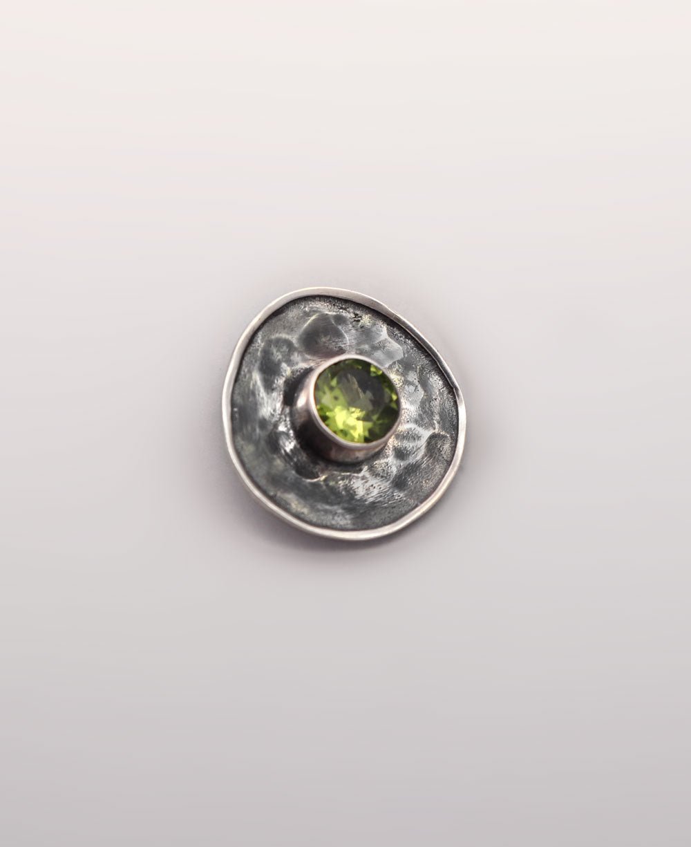 Oxidized Silver Peridot Circle Pendant