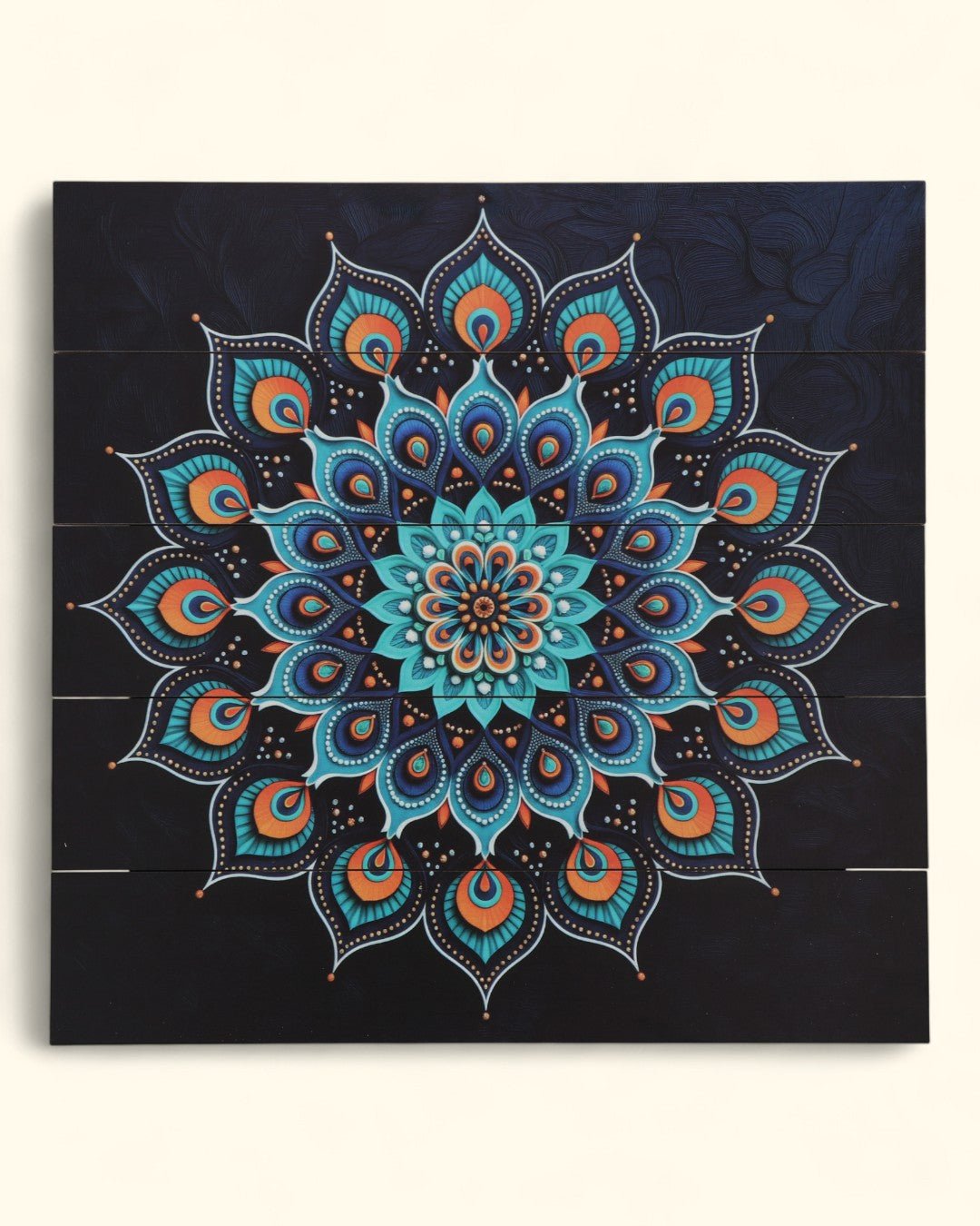 Peacock Mandala Jewel Wood Panel