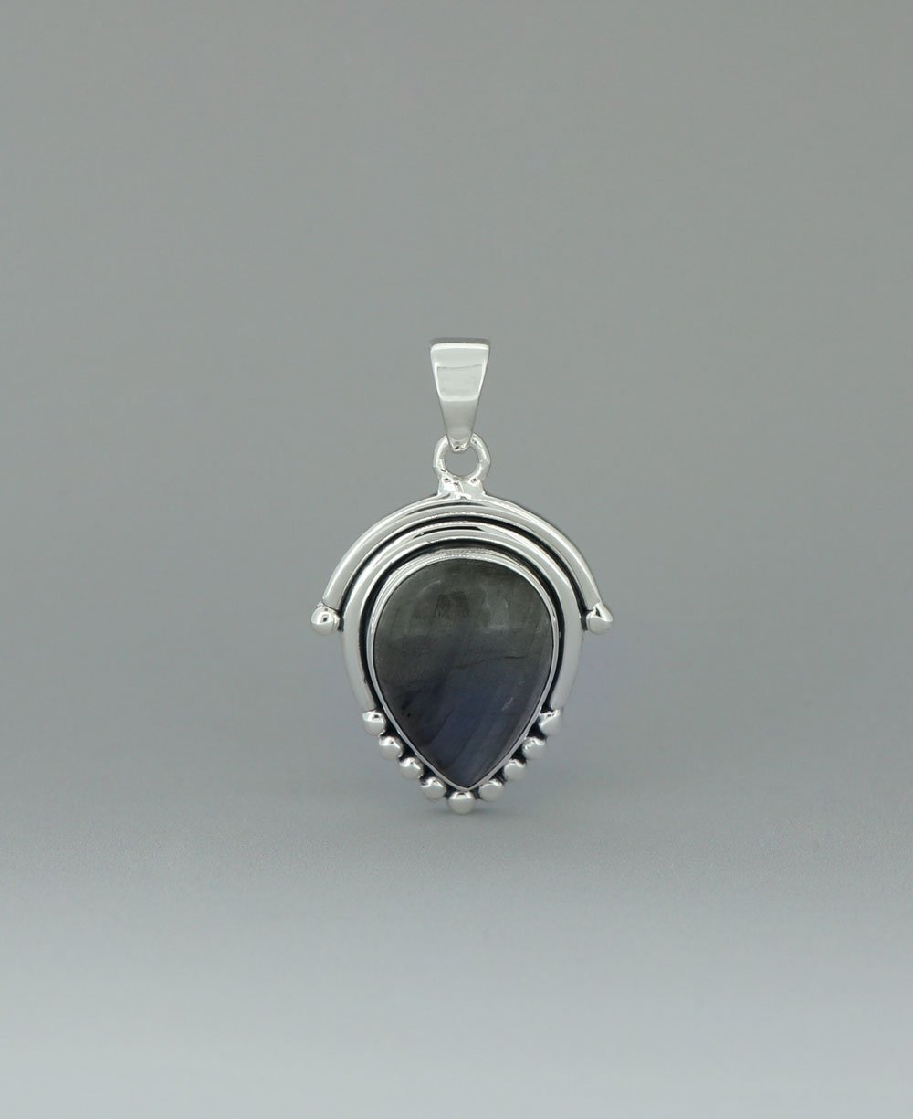 Labradorite Teardrop Silver Pendant